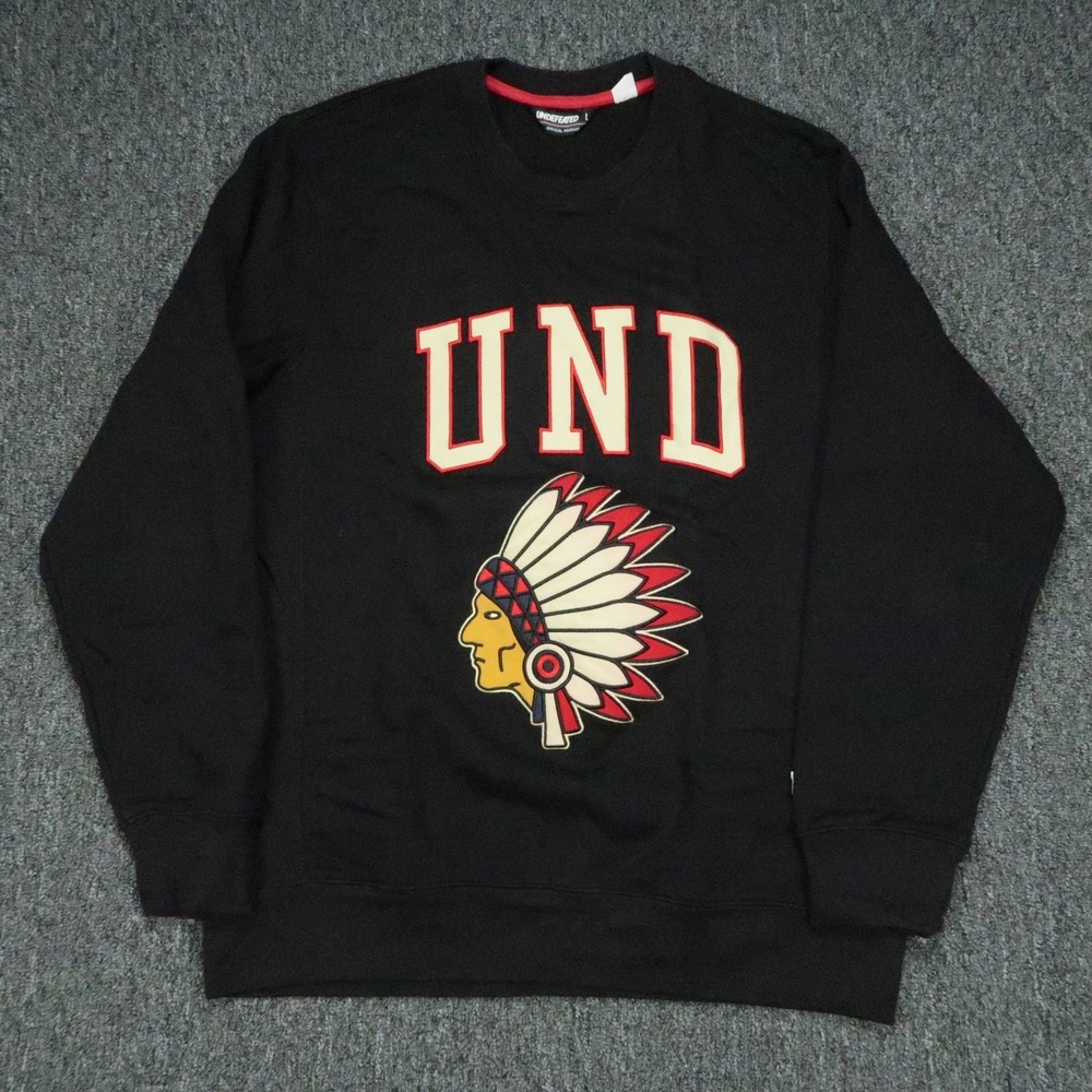 Undefeated Sweatshirt Mens Large Black Native Indian Chief Pullover Crew Jumper